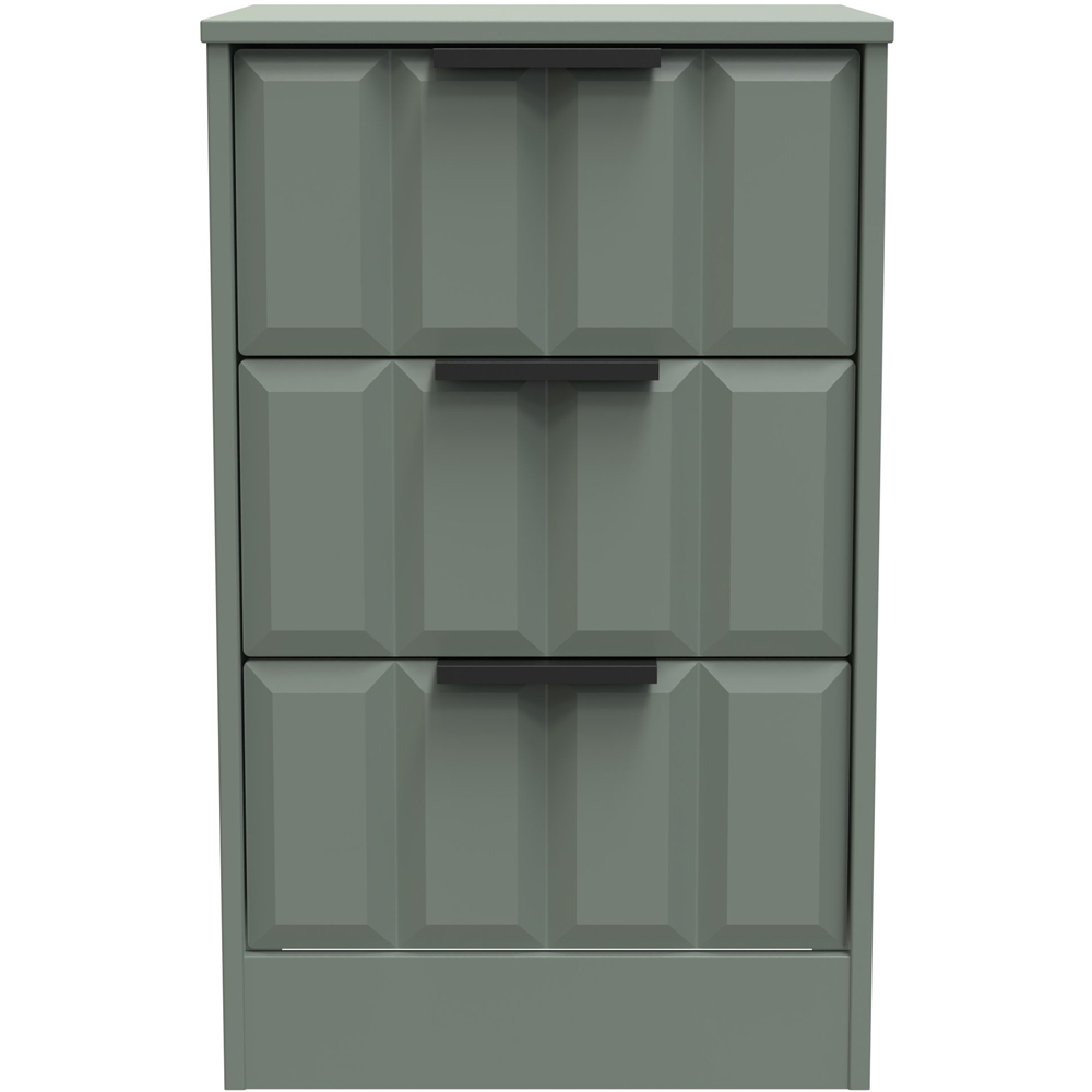 Crowndale New York 3 Drawer Reed Green Bedside Cabinet Ready Assembled Image 3