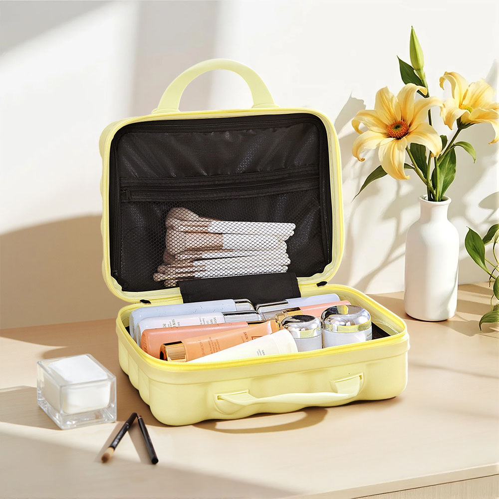 Living and Home Yellow Portable Hard Shell Handheld Cosmetic Travel Case 31.2cm Image 7