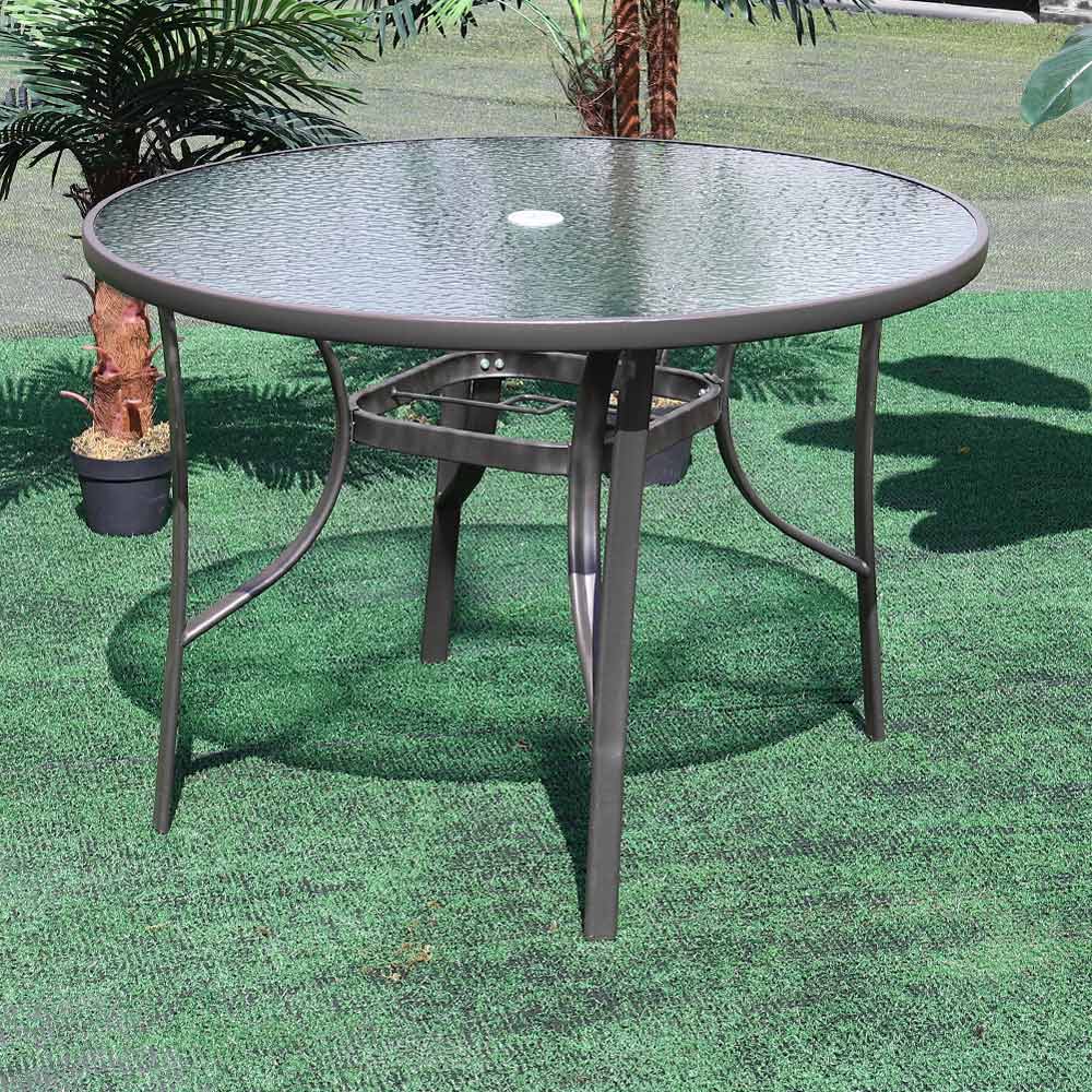 Living and Home Brown Round Glass Table Image 5