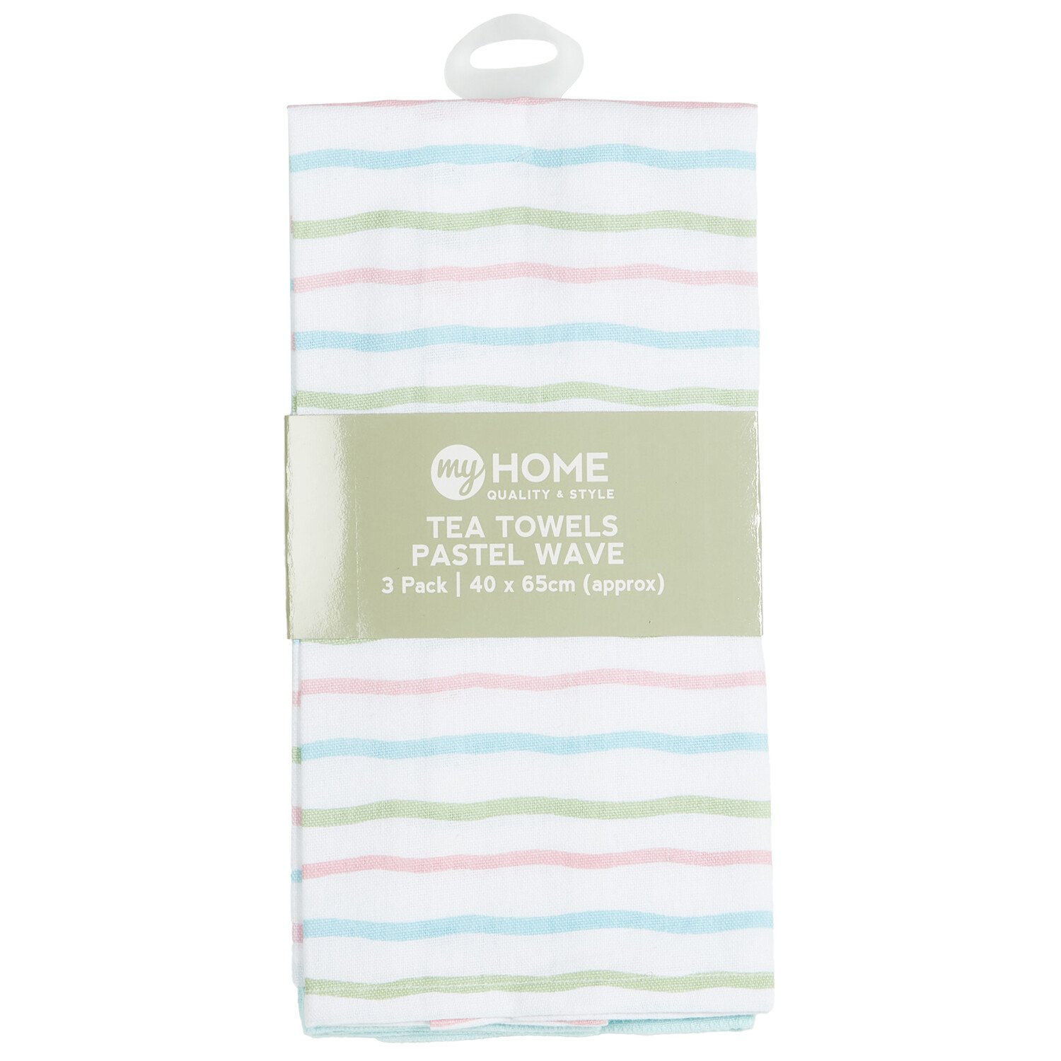 Pack of 3 Pastel Wave Tea Towels - Multicolour Image 1