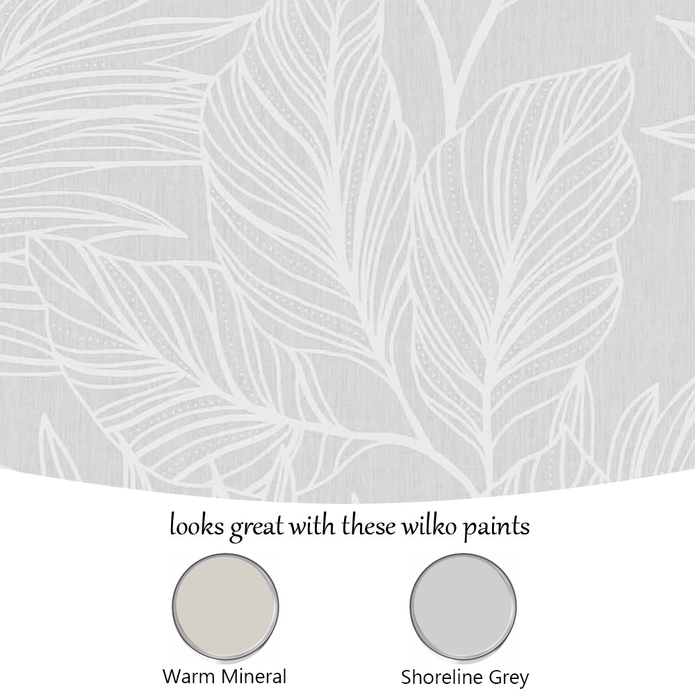 Wilko Easy Elegant Leaf Silver Wallpaper Image 4