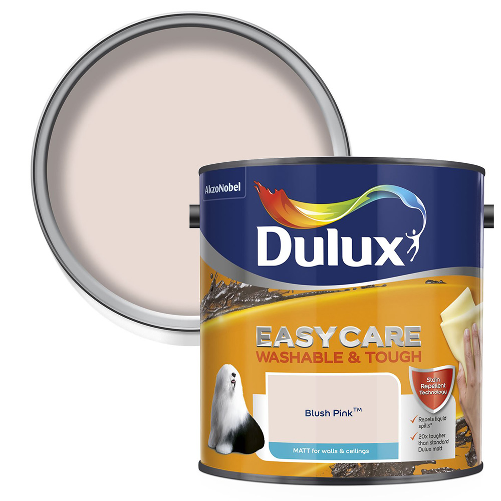 Dulux Easycare Washable & Tough Blush Pink Matt Emulsion Paint 2.5L Image 1