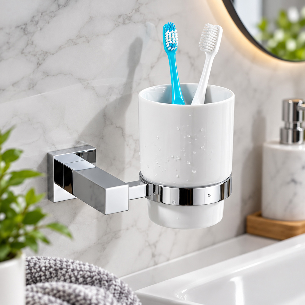Go Bathrooms Froma Chrome Ceramic Wall Mounted Tumbler with Holder Image 2