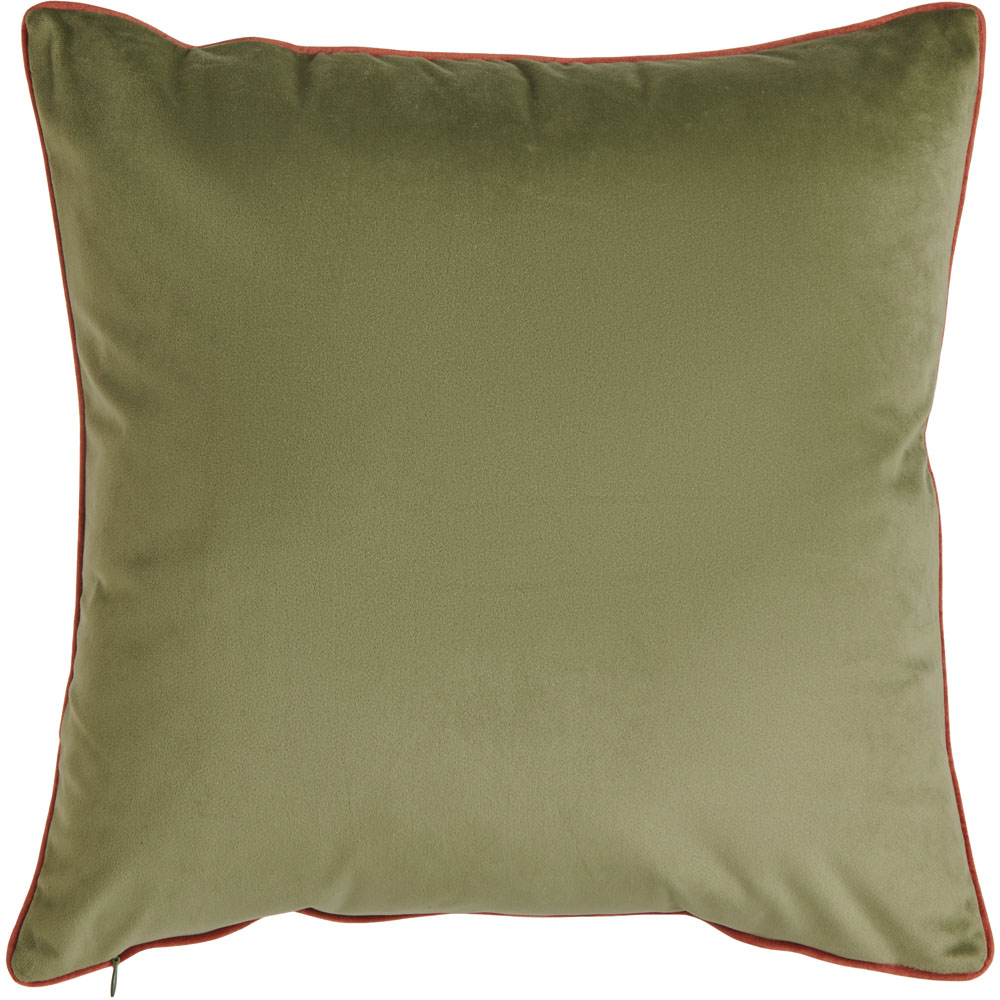 Wilko Dark Green Autumn Velvet Cushion 43 x 43cm Image 1
