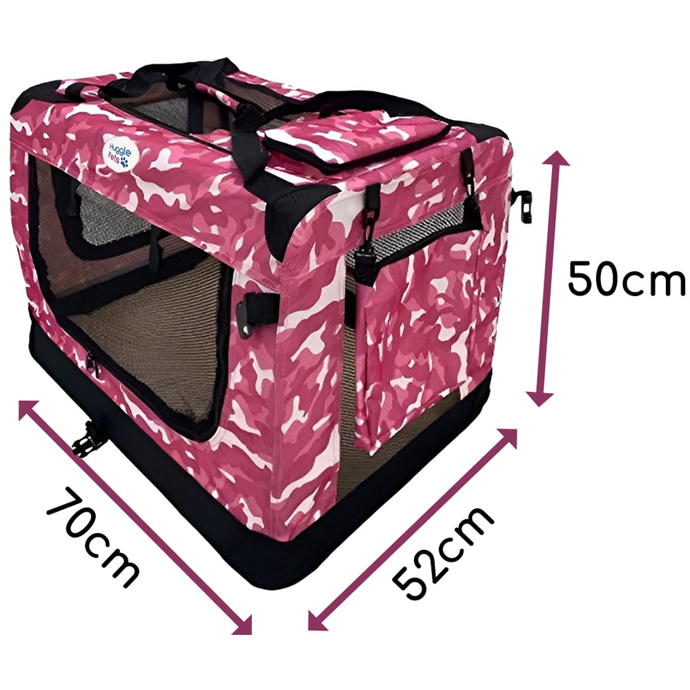 HugglePets Large Camo Pink Fabric Crate 70cm Image 5