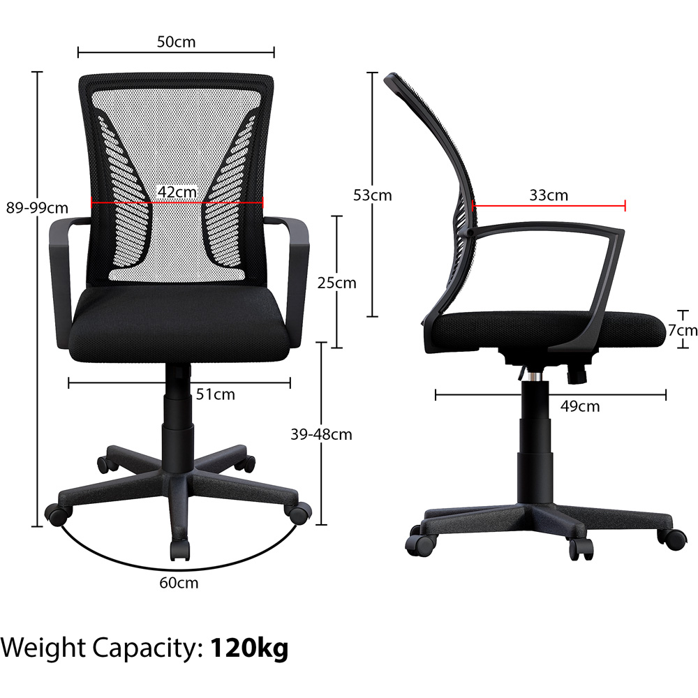 Vida Designs Airdrie Black Mesh Office Chair Image 7