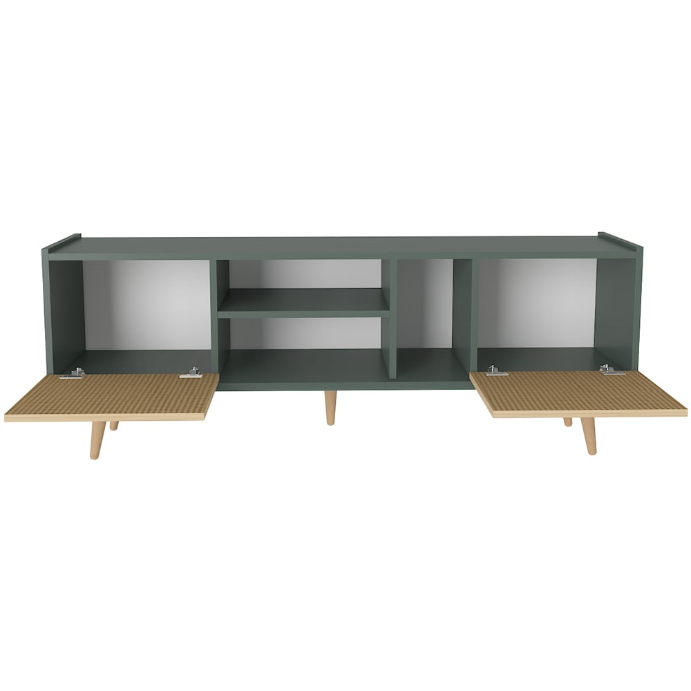 Decorotika Ecuador 2 Door 3 Shelf Silva and Rattan TV Unit Image 8