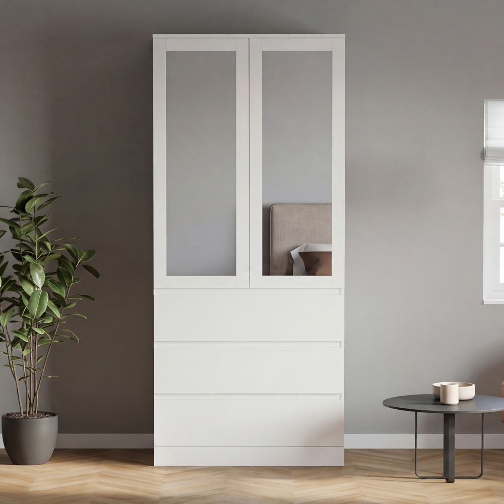 VIDA DESIGNS Denver 2 Door 3 Drawer White Mirrored Wardrobe Image 3