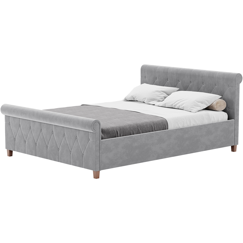 Home Vida Vittorio King Size Light Grey Velvet Bed Image 2