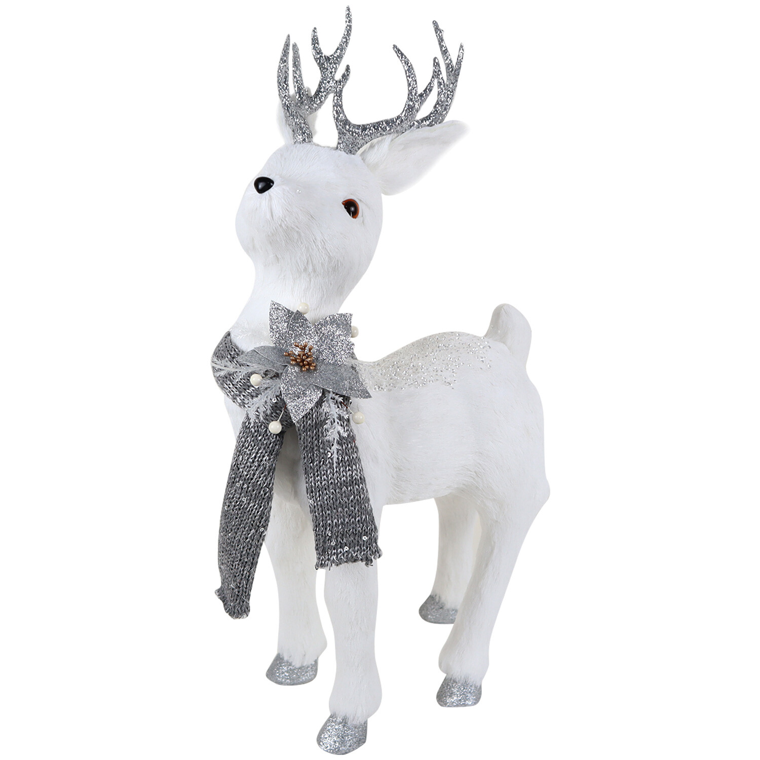 Alpine Lodge Silver Deer with Scarf Ornament Image