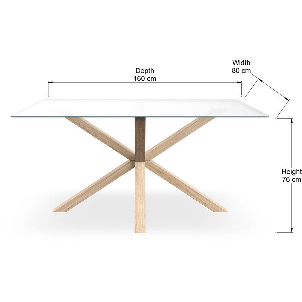 Furniture Online Etta 6 Seater Glass Dining Table with Solid Oak Leg Image 6