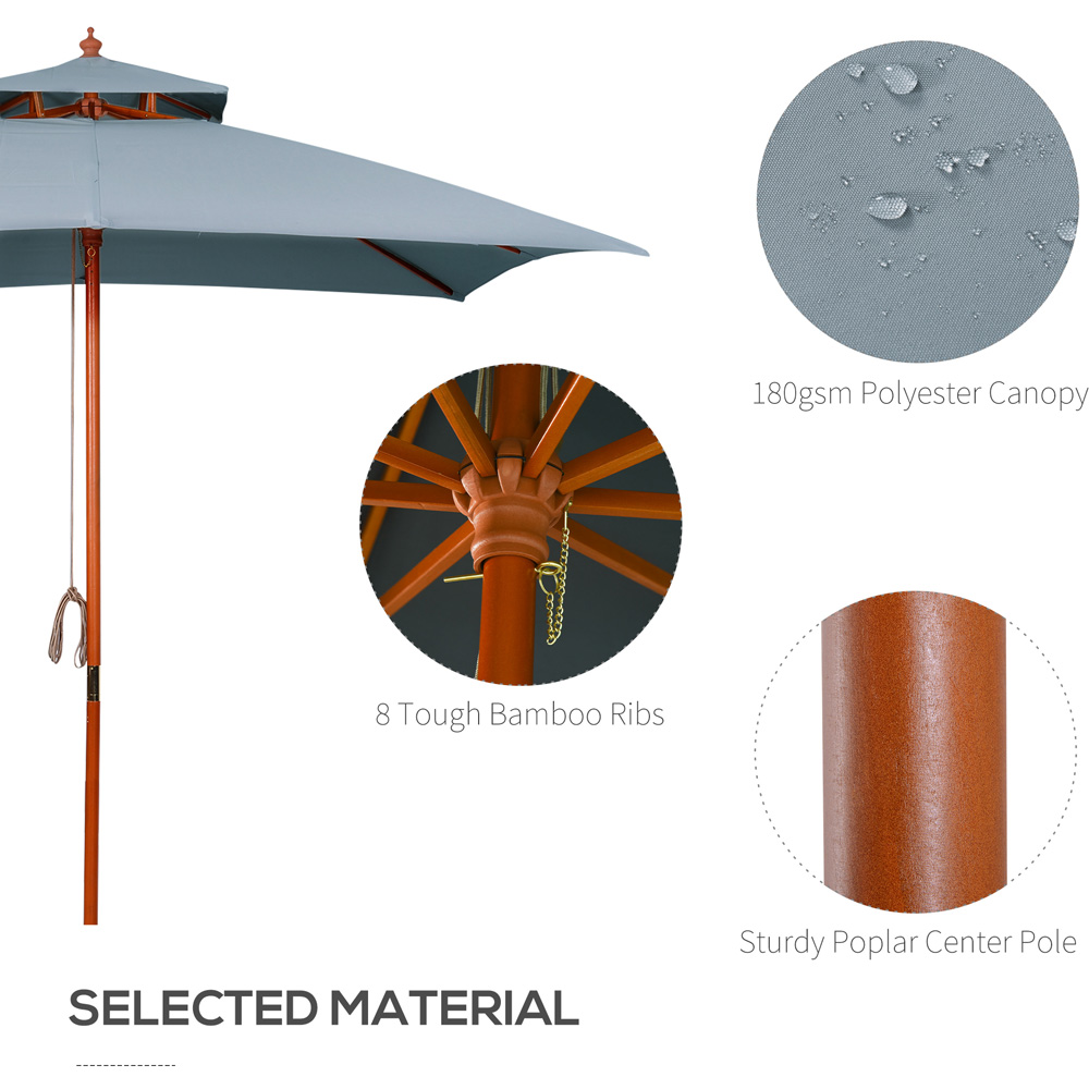 Outsunny Dark Grey Wood Umbrella Parasol 3m Image 4