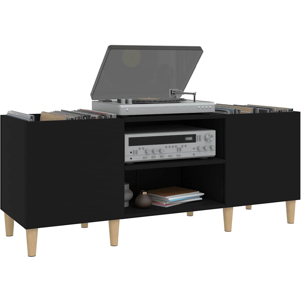 vidaXL 2 Shelf Black Record Cabinet Image 3
