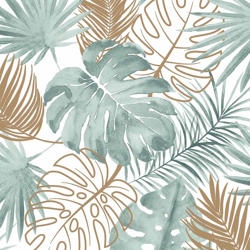 Muriva Tropical Leaves Green Wallpaper Image 1