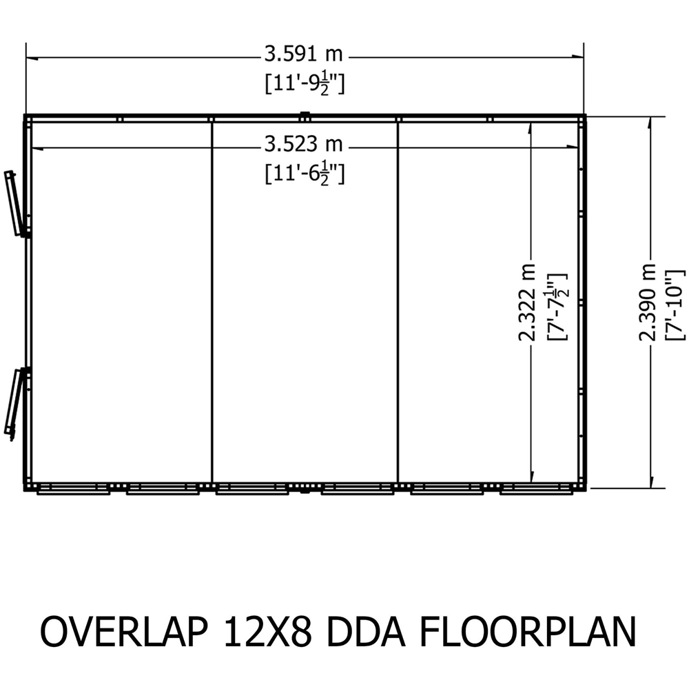 Shire 12 x 8ft Double Door Dip Treated Overlap Apex Shed Image 9