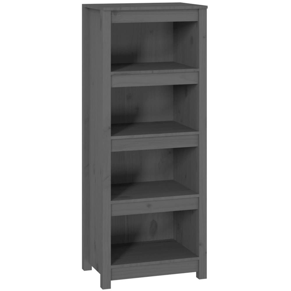 vidaXL 4 Shelf Grey Solid Pine Wood Bookcase Image 2