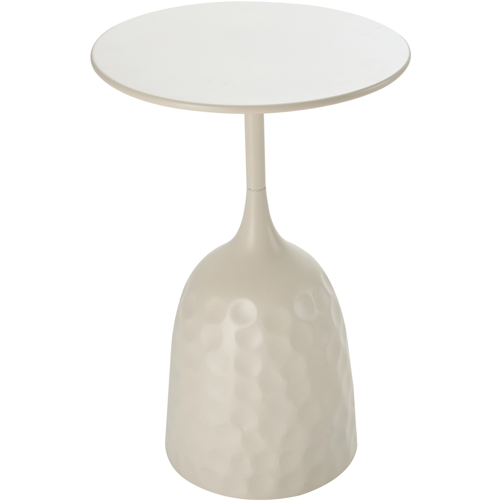 Living and Home Cream White Round Sculptural Curved Base Side Table Image 2