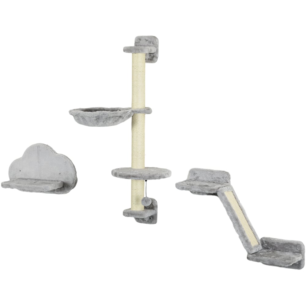 PawHut Grey Wall Mounted Cat Activity Centre Image 1