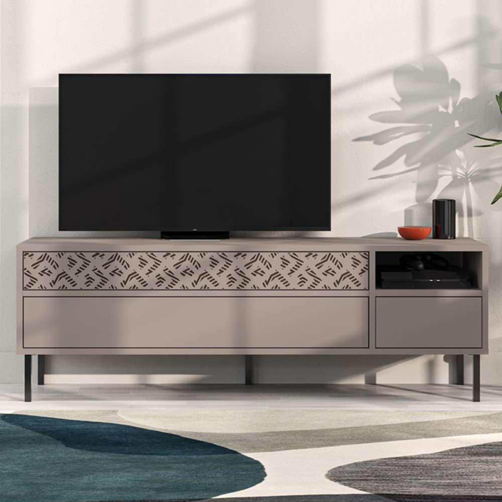 Decortie Heaton 3 Drawer Single Shelf Light Mocha TV Stand Image 1