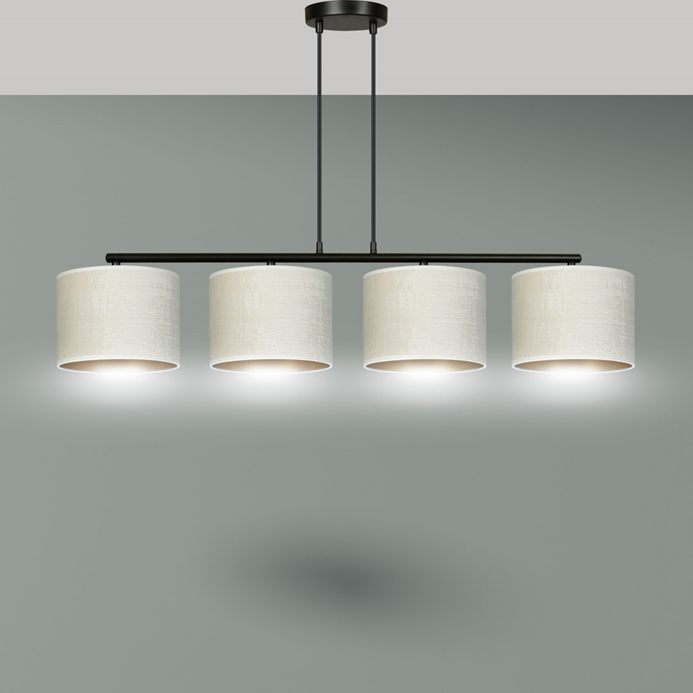 Emibig Hilde 4 Light White Shade Black E27 Ceiling Pendant Light Image 2