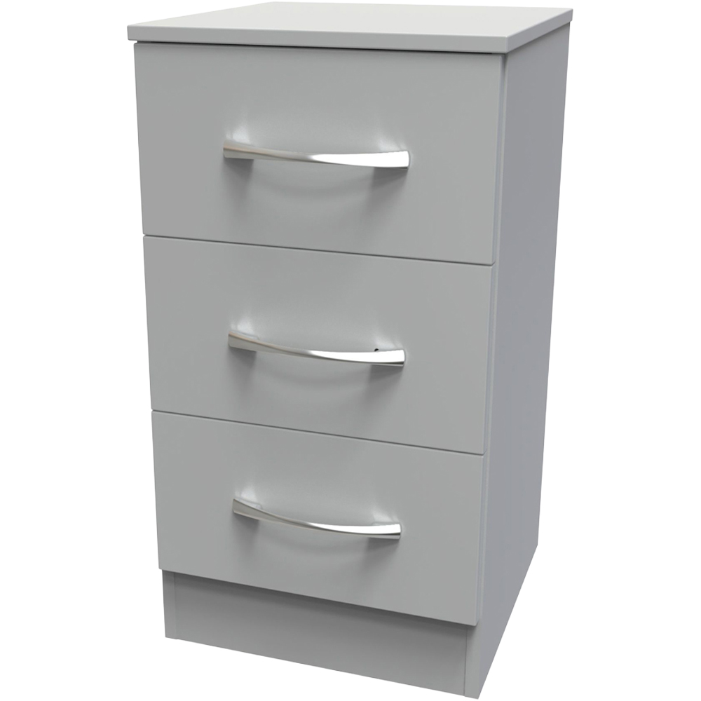 Crowndale Avon 3 Drawer Dusk Grey Bedside Cabinet Ready Assembled Image 4