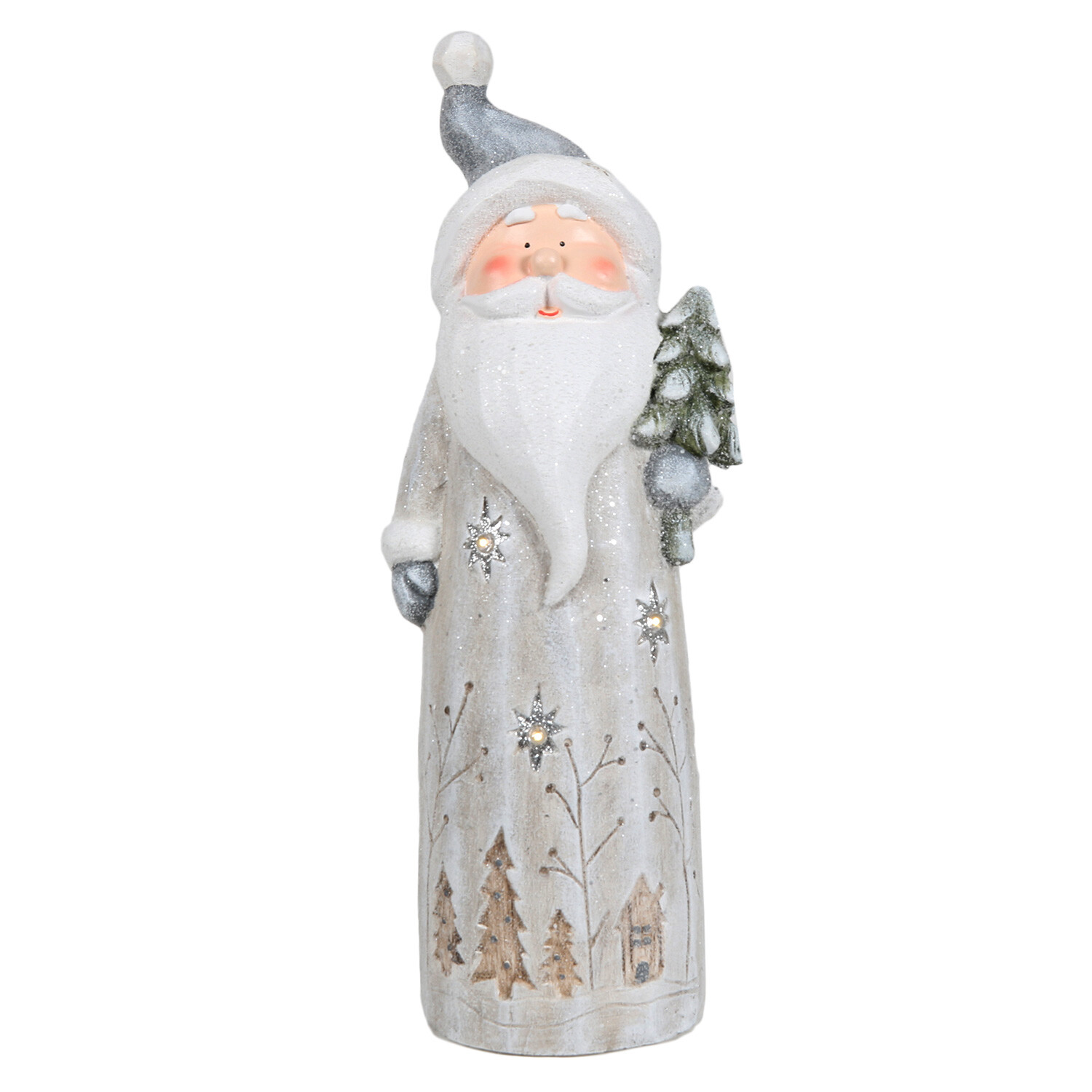 LED Frosted Santa Ornament - Grey Image 1