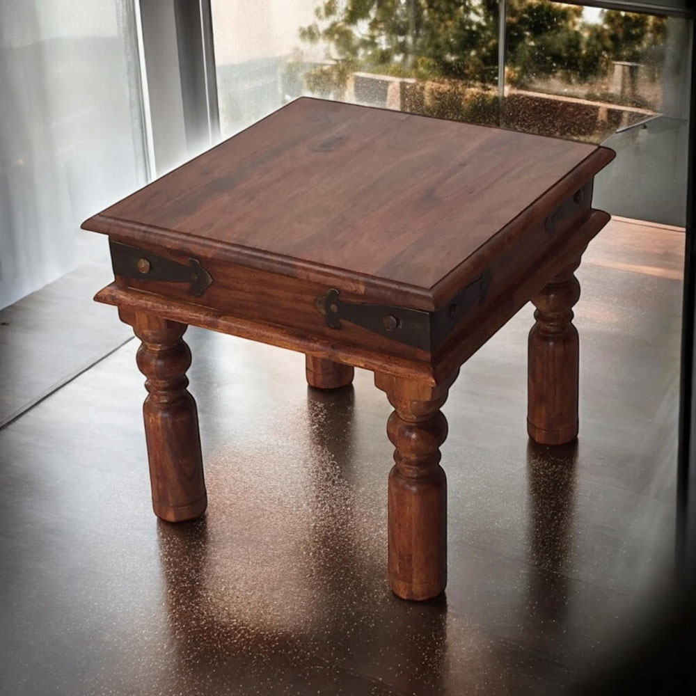 Acacia Home Brown Wooden Square Table Image 3