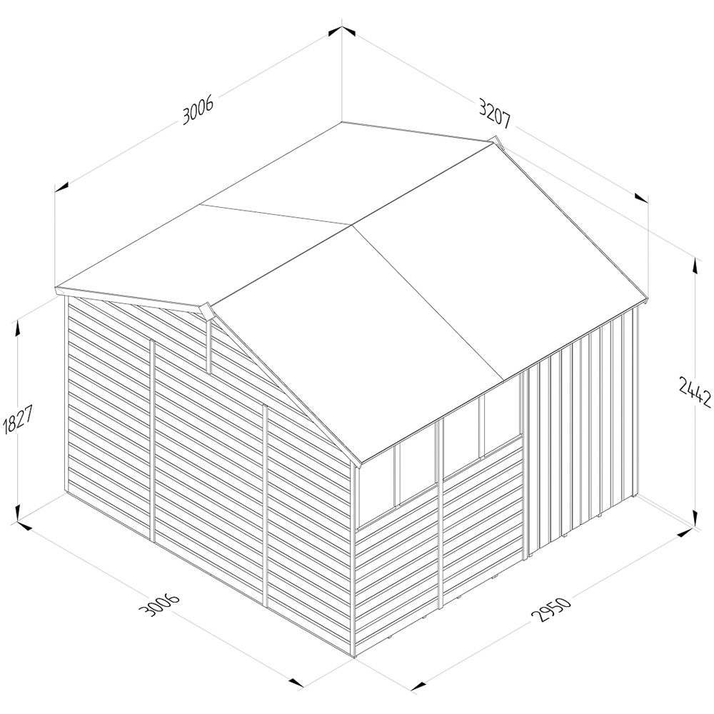 Forest Garden Beckwood 10 x 10ft Double Door 4 Windows Reverse Apex Shed Image 9