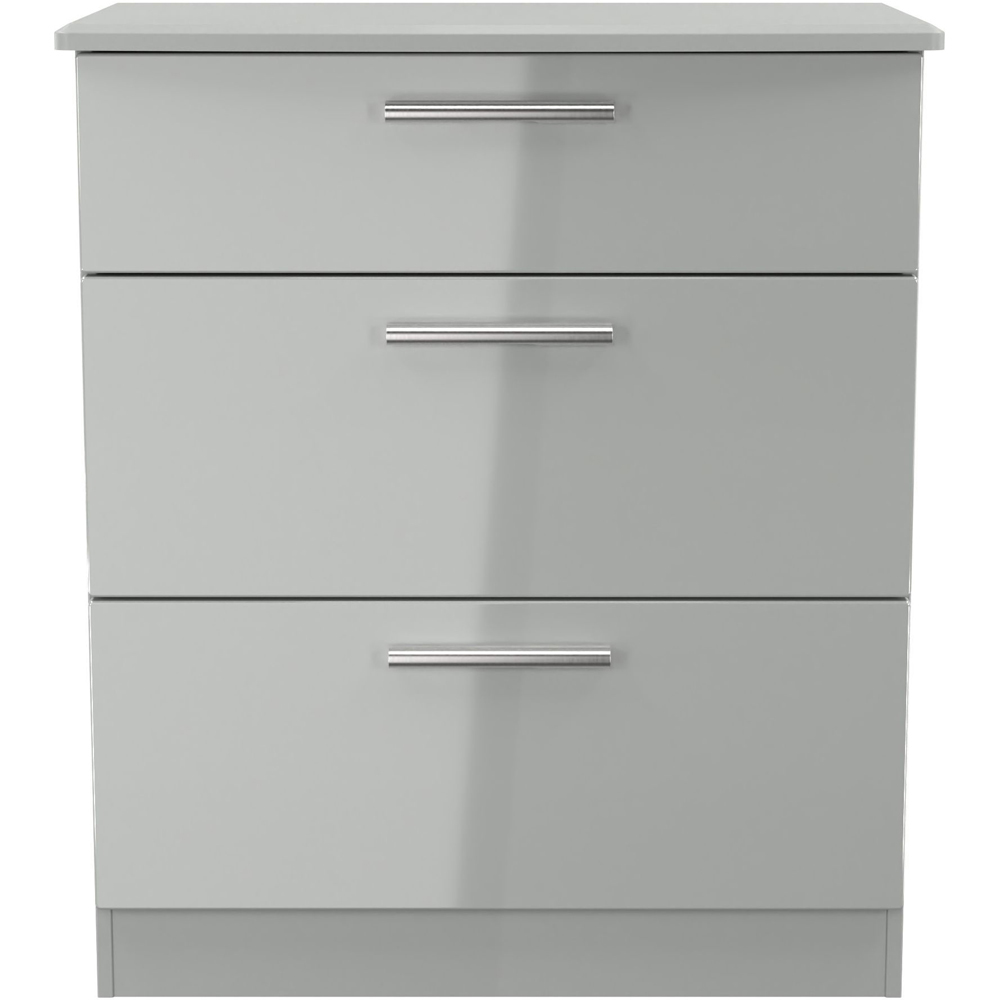 Crowndale Knightsbridge 3 Drawer Grey Gloss and Dusk Grey Deep Chest of Drawers Ready Assembled Image 2
