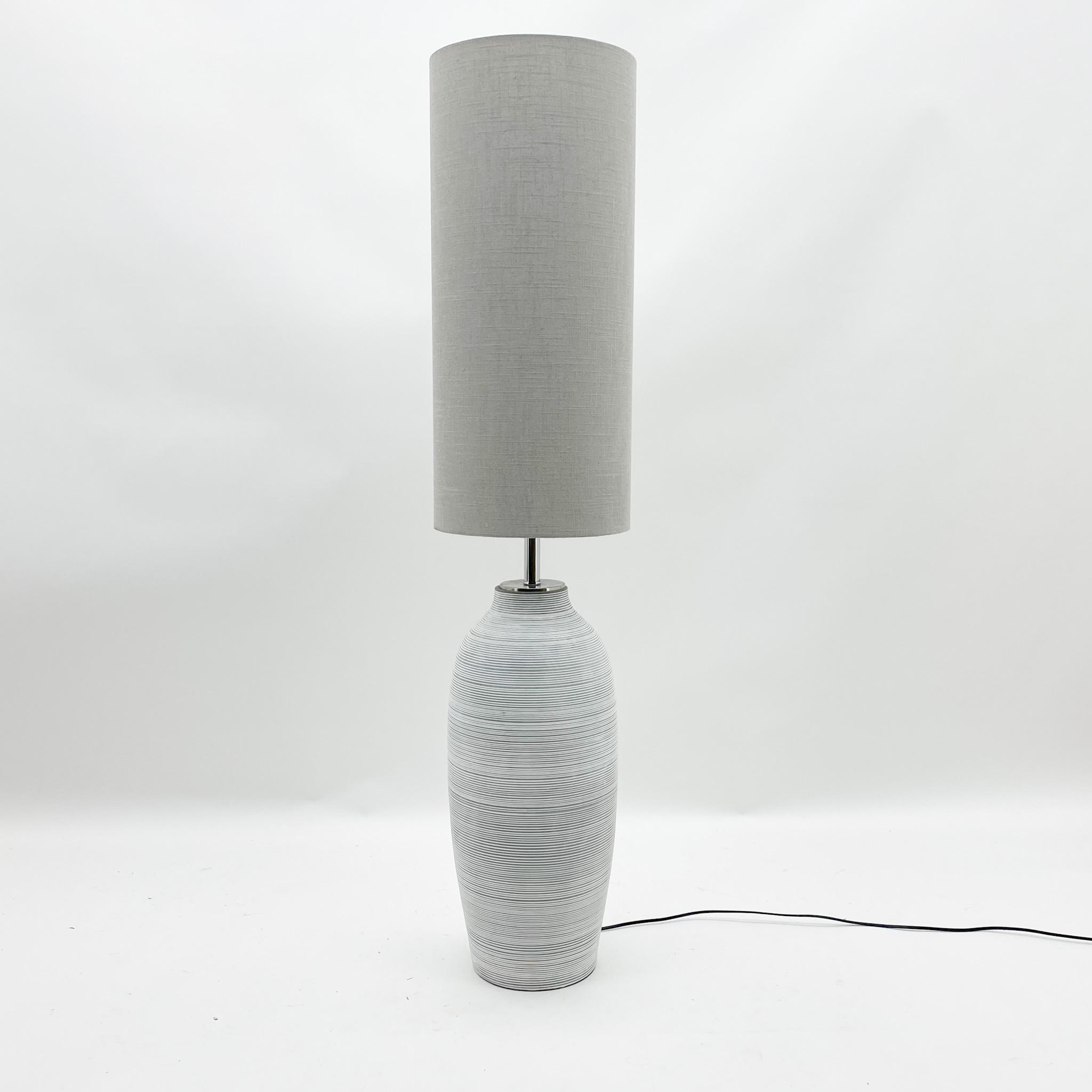 Acacia Home Grey Shade White Ceramic Table Lamp Image 3