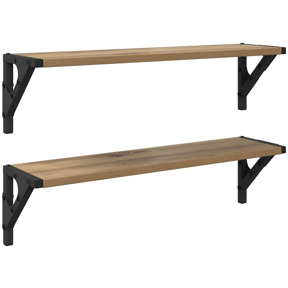 vidaXL 60 x 15cm Artisan Oak Wall Shelf Set of 2 Image 1