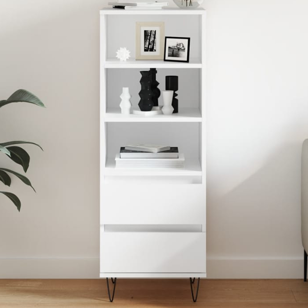 vidaXL 2 Drawer 3 Open Shelf White Highboard Image 1