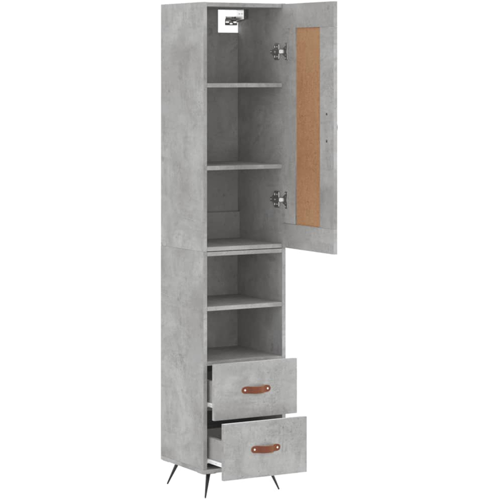 vidaXL Single Door 2 Drawer 2 Shelf Concrete Grey Highboard Image 4