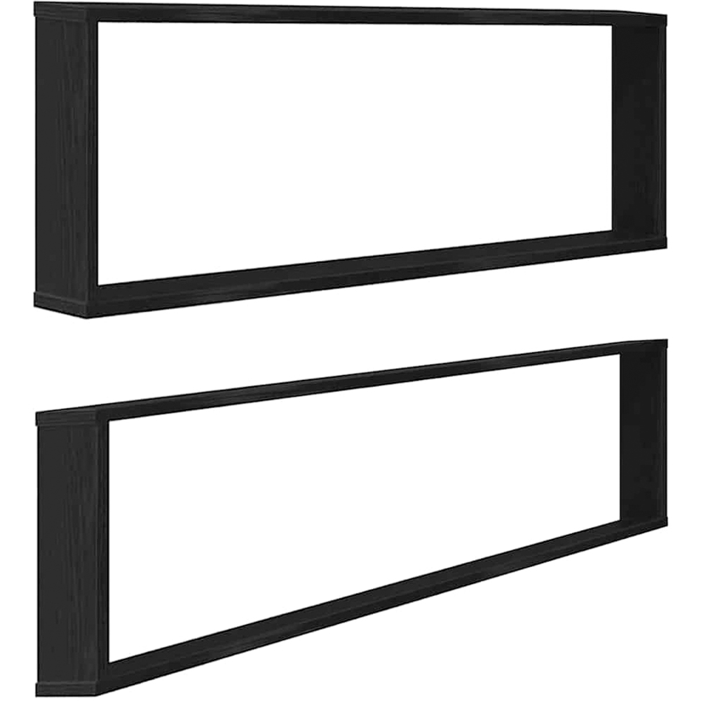 vidaXL 100cm Set of 2 Black Cube Floating Wall Shelf Image 1