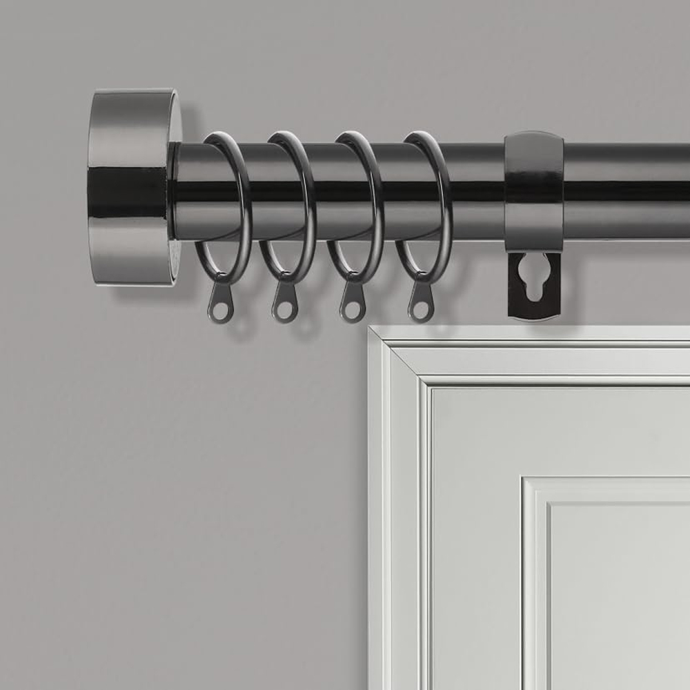 Home Treats 40 to 144cm Extendable Black Nickel Flat Curtain Pole Image 2