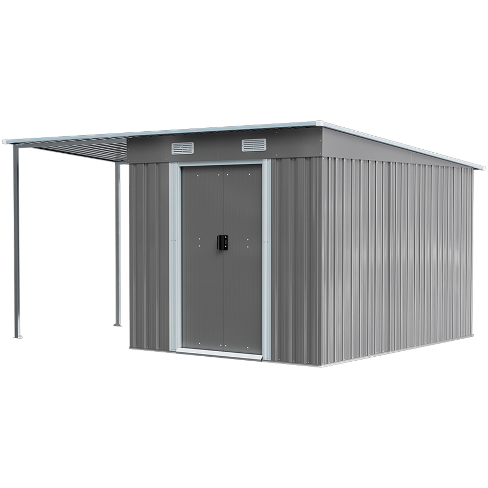 Living and Home 6 x 9ft Grey Extended Outdoor Storage Shed Image 1