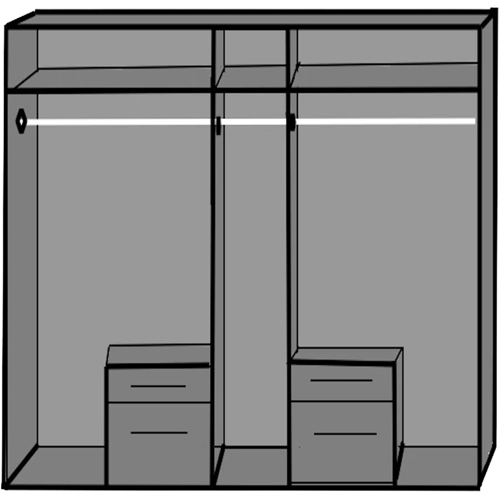TJ'S Fly 5 Door 4 Drawer Wardrobe with Mirror Image 3