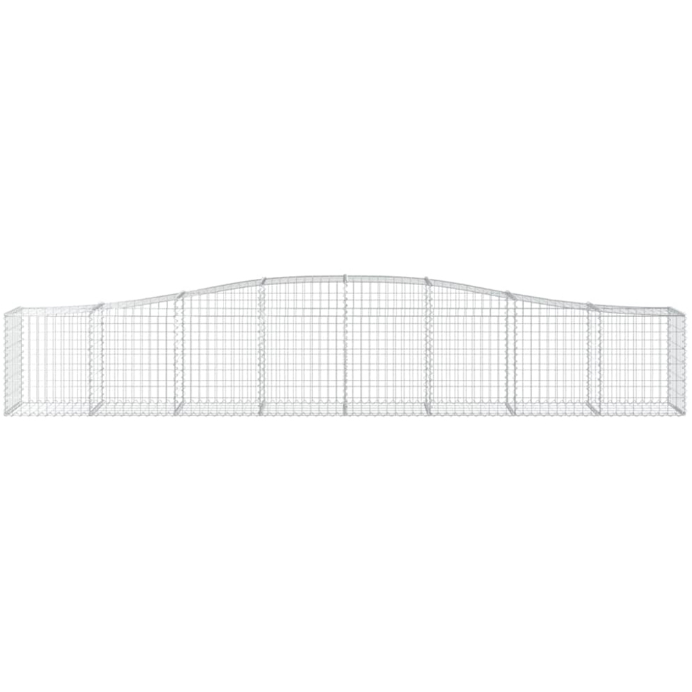 vidaXL Silver Galvanised Iron Arched Gabion Basket 60/80 x 50 x 400cm 2 Pack Image 2