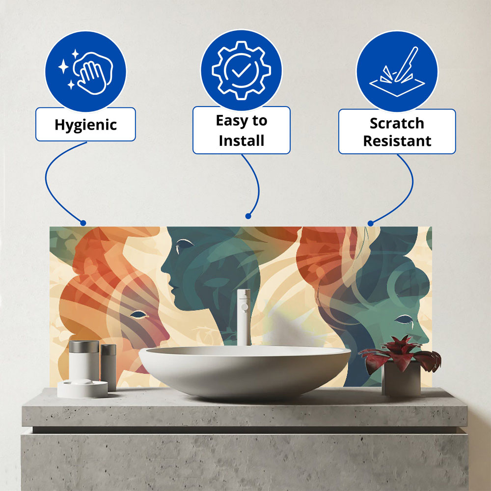 Warren Reed Designer Coloured Silhouette Glass Bathroom Splashback 25 x 60cm Image 3