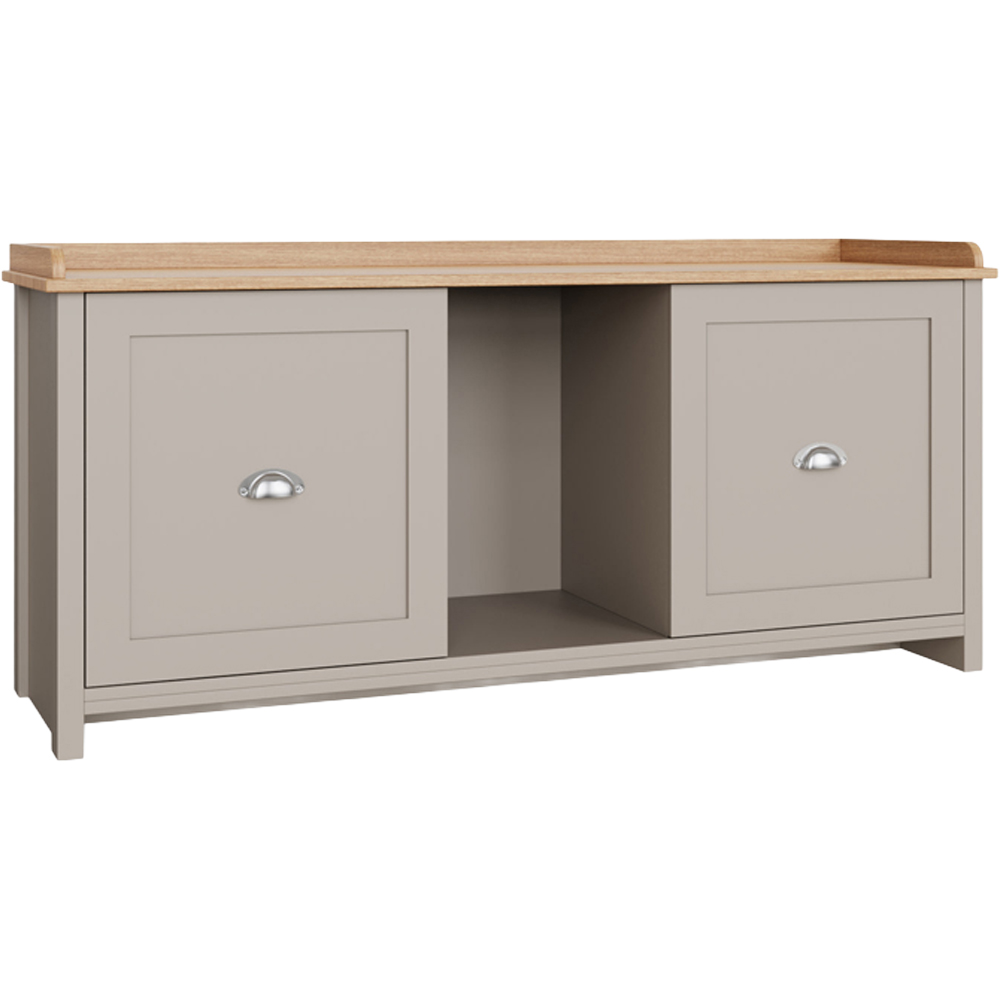 GFW Lancaster 2 Door Grey and Oak Shoe Bench Image 4