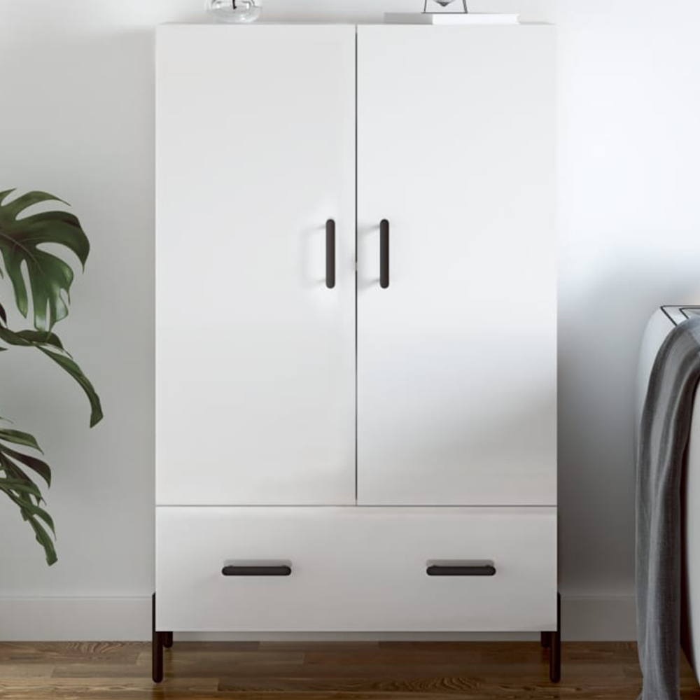 vidaXL 2 Door Single Drawer White Highboard Image 1
