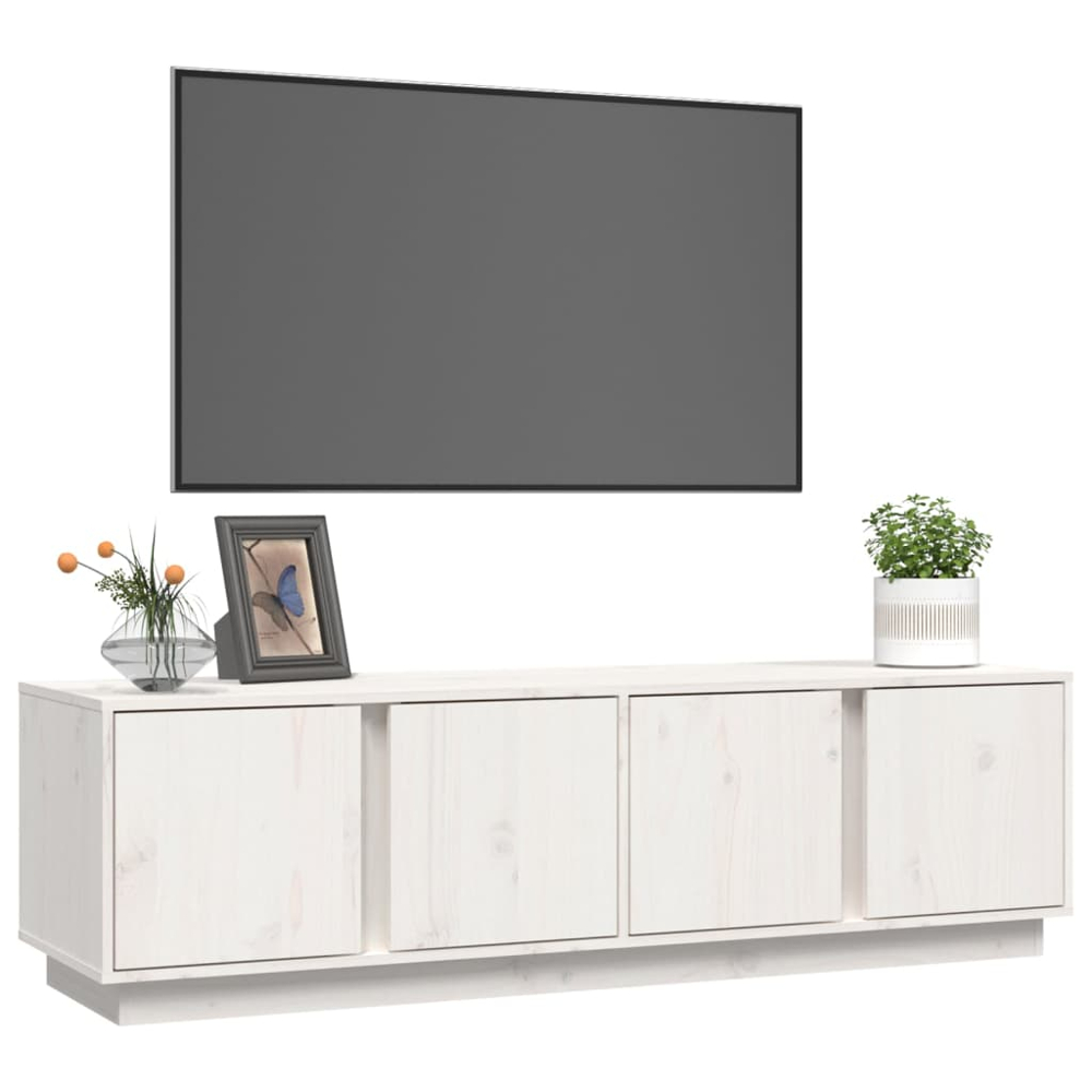 vidaXL 4 Door White Solid Pine Wood TV Cabinet Image 4