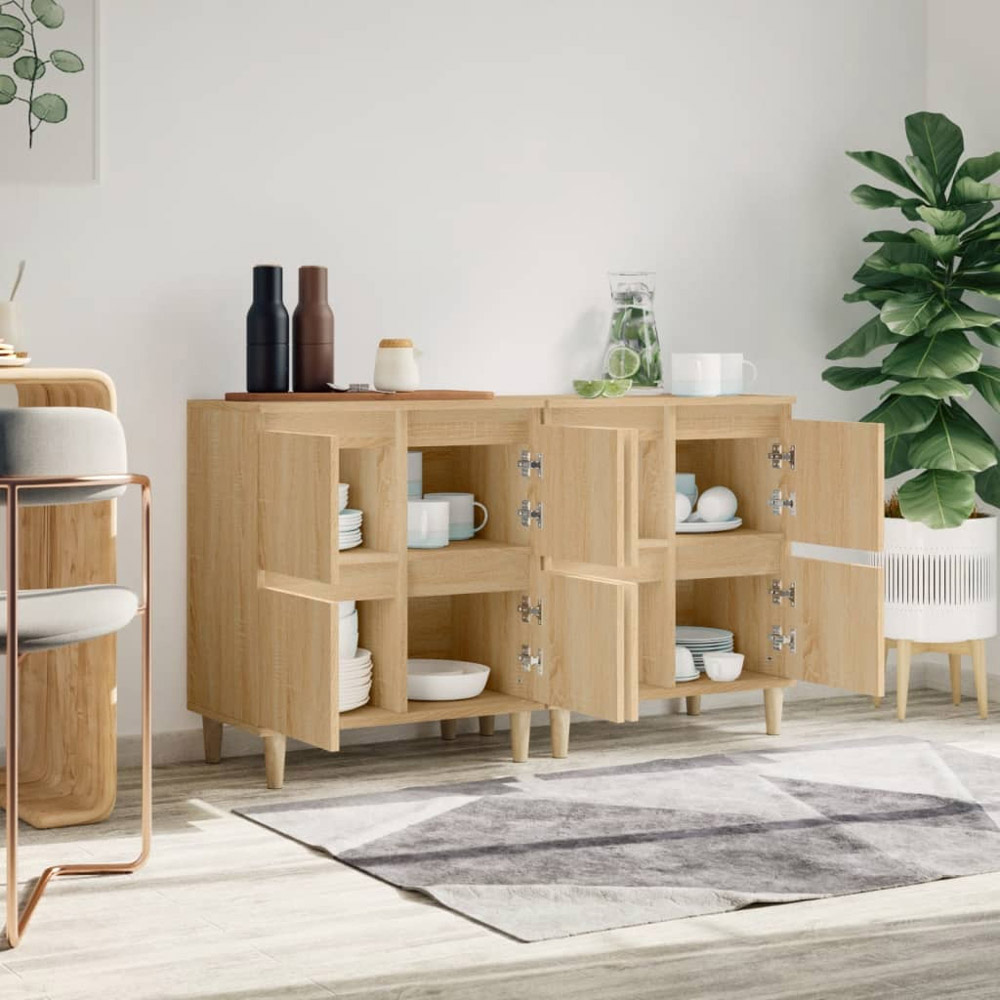 vidaXL 4 Door Sonoma Oak Sideboard Set of 2 Image 3