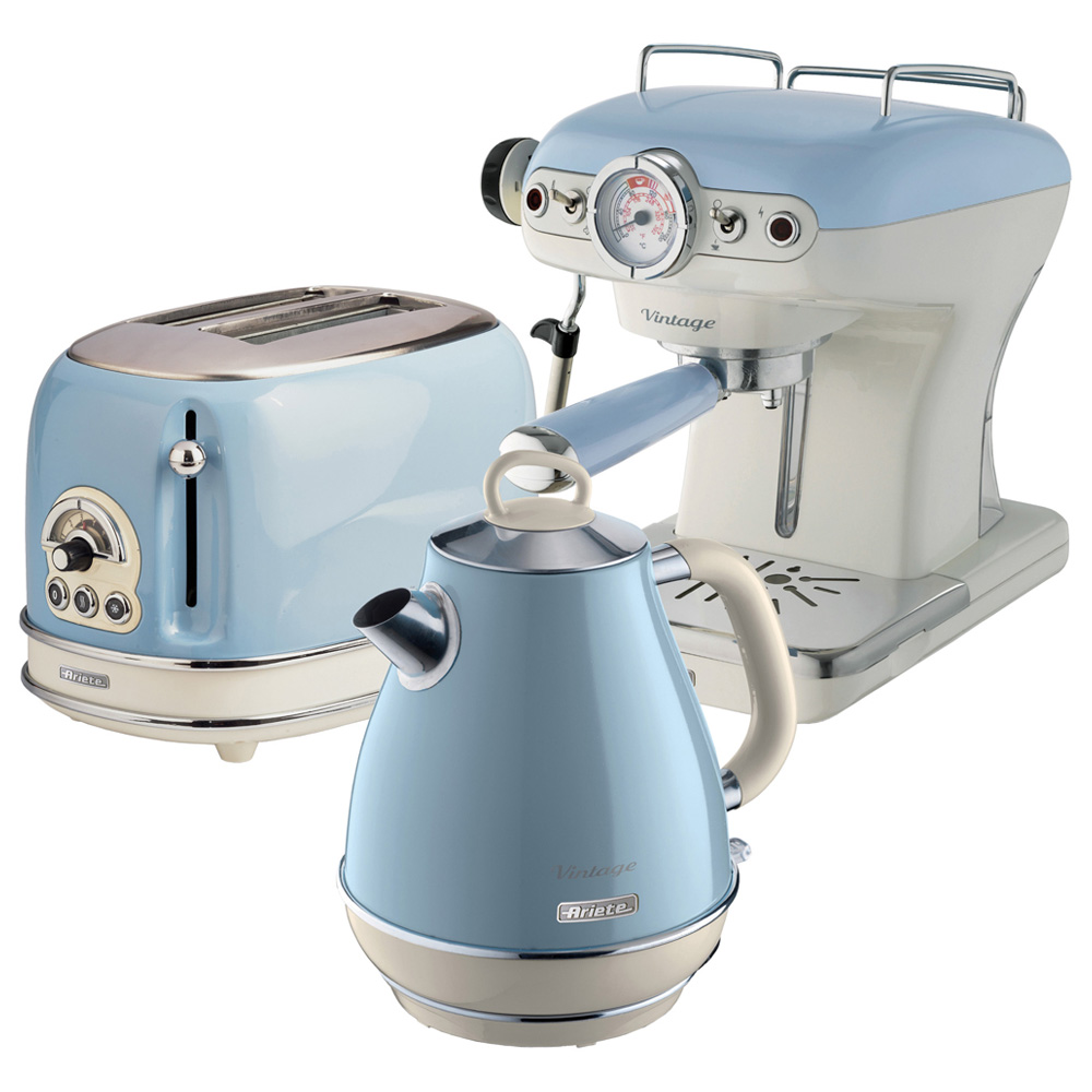 Ariete Vintage ARPK6 2 Slice Toaster Jug Kettle and Espresso Coffee Maker Set Image 1