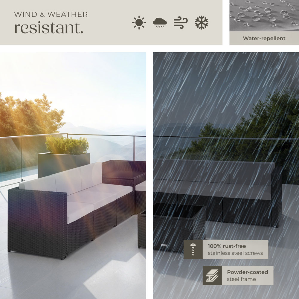 tectake Verona Black Polyrattan Rattan Furniture Garden Set Image 7