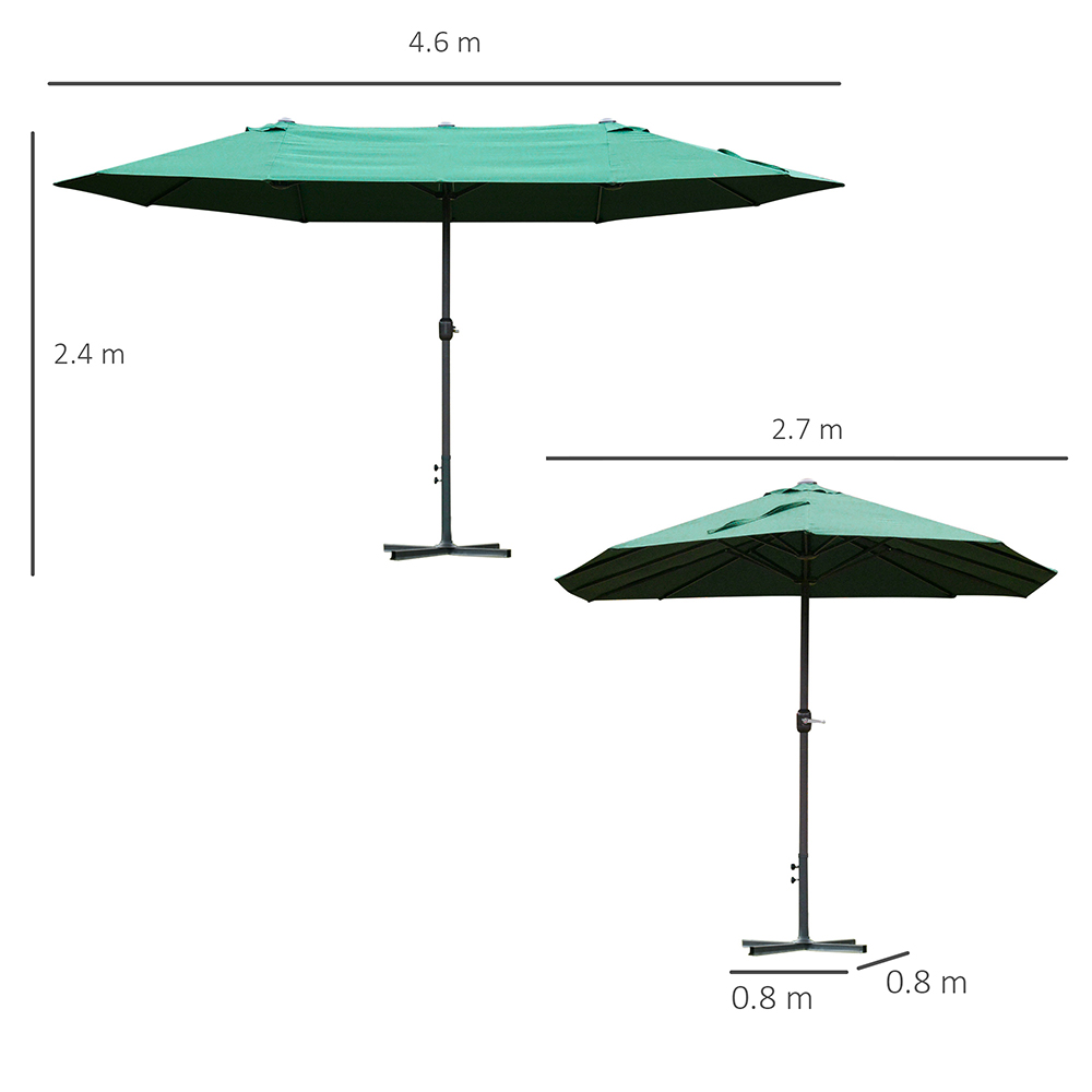 Outsunny Dark Green Crank Handle Double Sided Parasol 4.6m Image 7