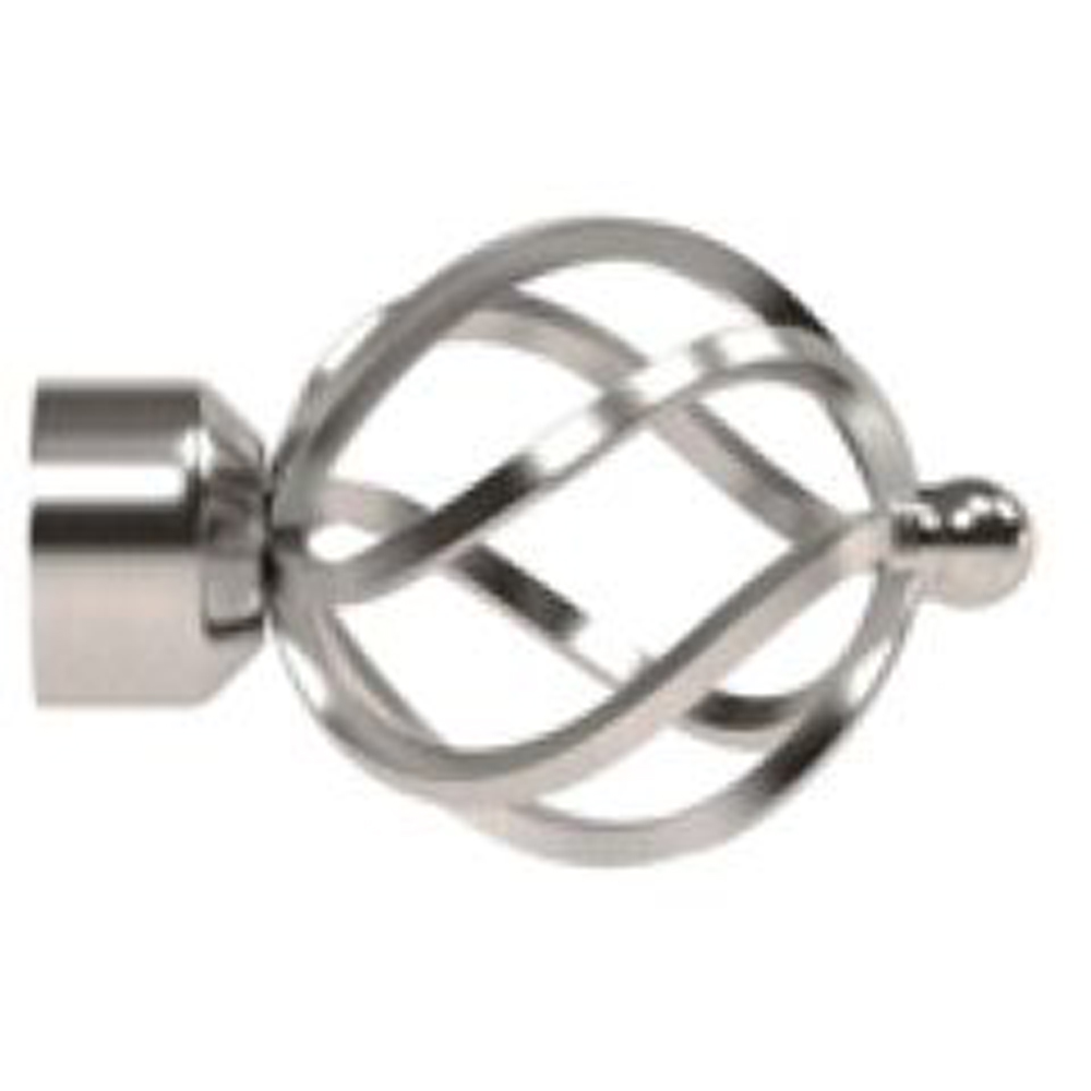 New Edge Blinds 170cm Fixed Length Satin Silver Eyelet Metal Curtain Pole Set with Cage Finial Image 2