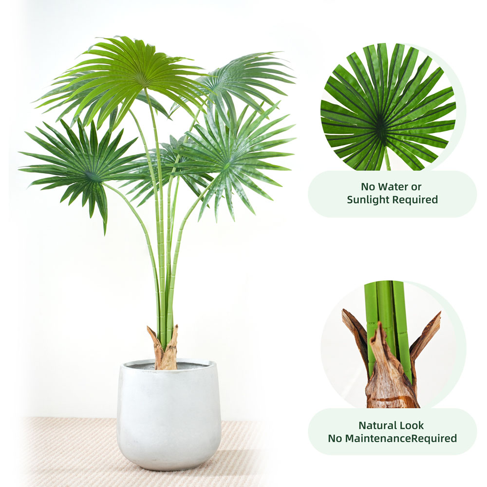 Fan Palm Tree Indoor Artificial Plant 100cm Image 4