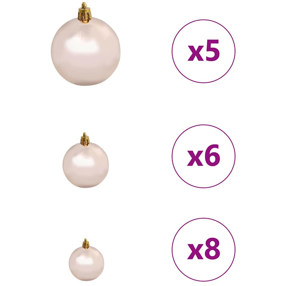 vidaXL Pre-Lit Rose Gold Bauble Pinecones Berries Green Snow Flocked Artificial Christmas Tree 5ft Image 8