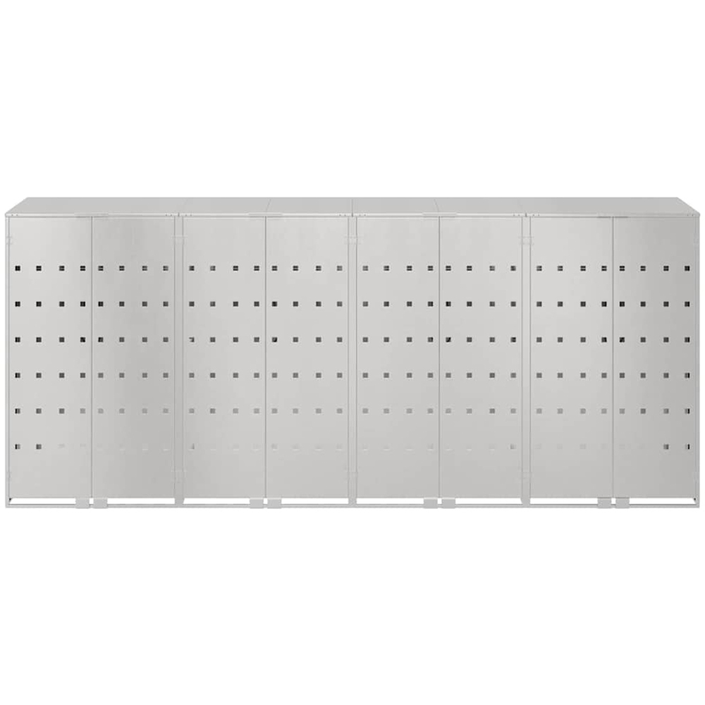 vidaXL Silver 4 Wheelie Bin Storage Shed Image 6
